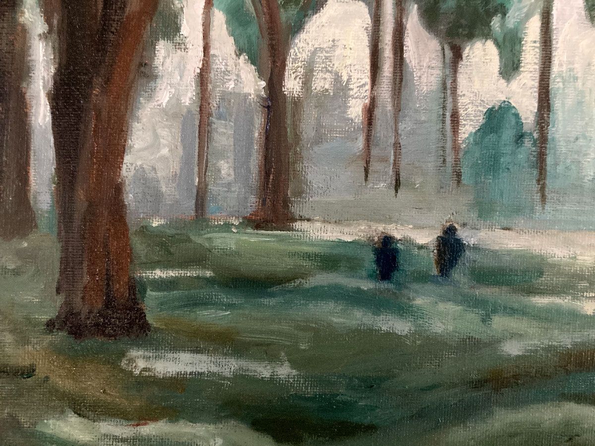 Oil painting of Frodo and Sam leaving the Shire, @jopoart_ on Instagram